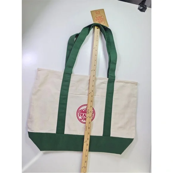 NWT: Trader Joe's Canvas Tote Shopping Bag, green - Picture 4 of 7